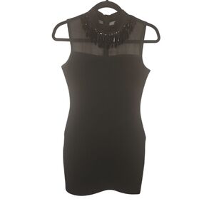 Needle & Thread Women's Black/Gray Jet Dress with Embellished Neckline Size 4